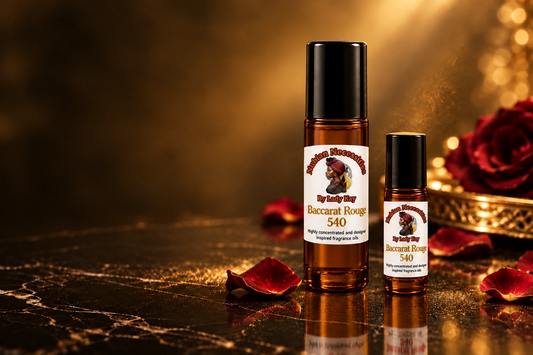 1 oz fragrance oil and travel-size pair with amber bottles