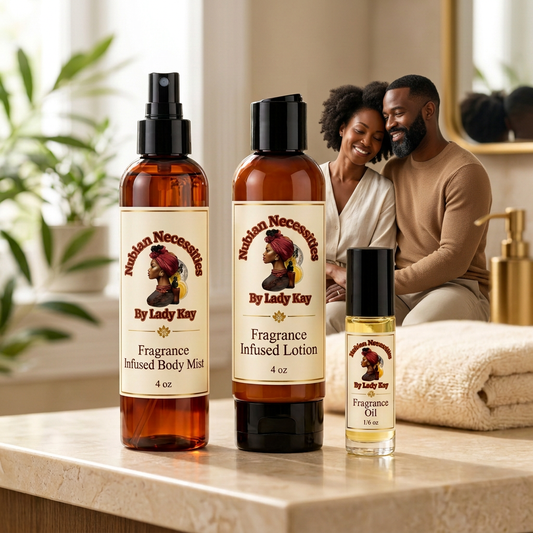 Body Care Trio lifestyle picture with a woman and man behind all three products