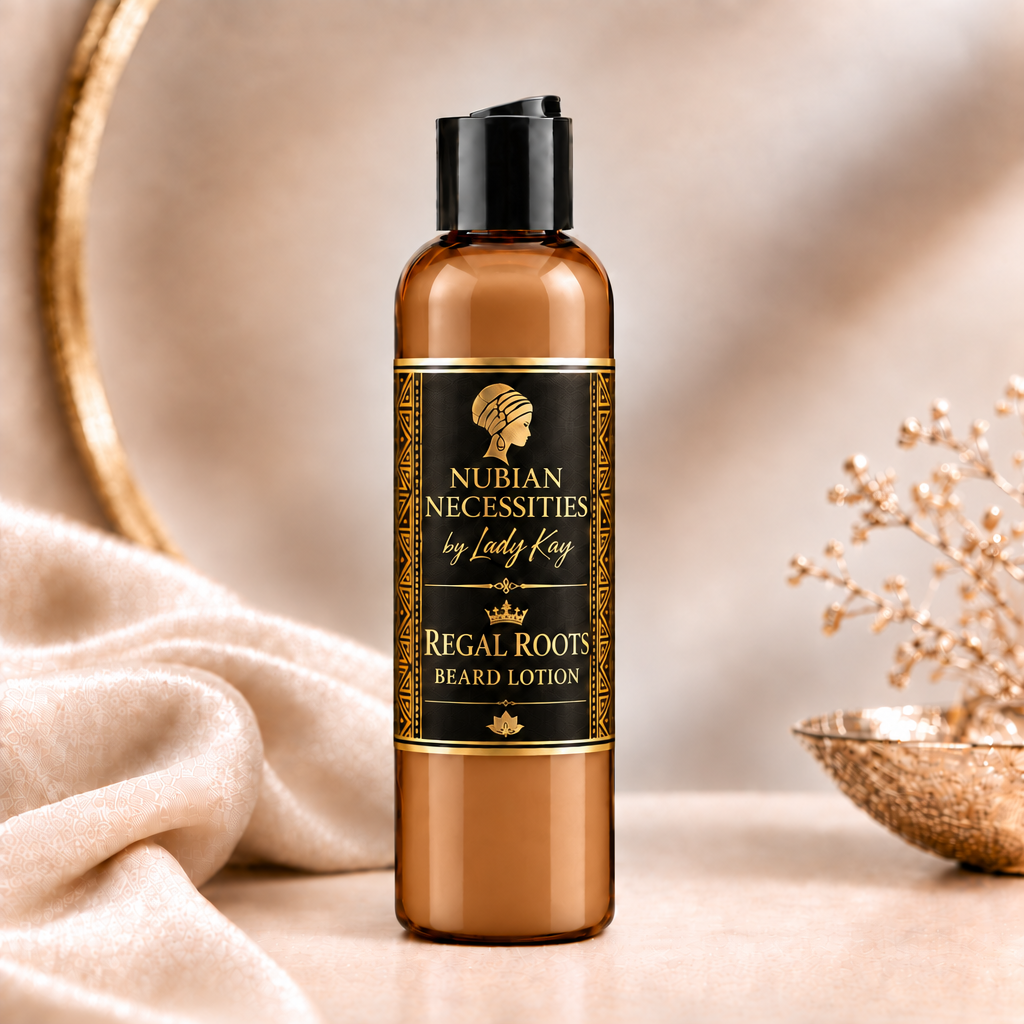 Regal Roots Beard Lotion bottle with darker caramel lotion