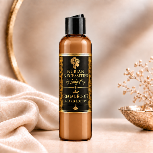 Regal Roots Beard Lotion bottle with darker caramel lotion